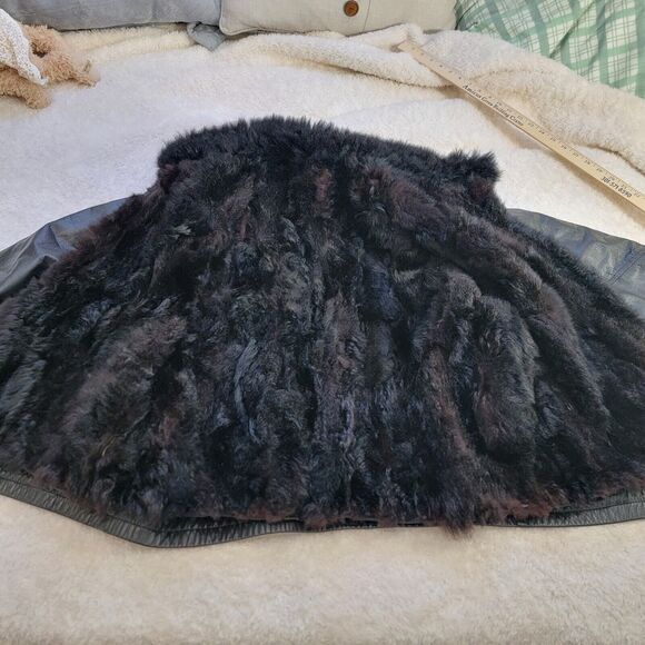 VTG Learsi 2 Piece Leather Bomber Jacket Removable Opossum Fur Liner Vest Size L - Picture 5 of 16